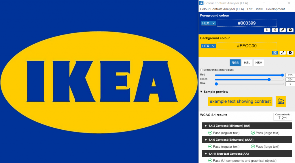ikea logo color contrast analyzer